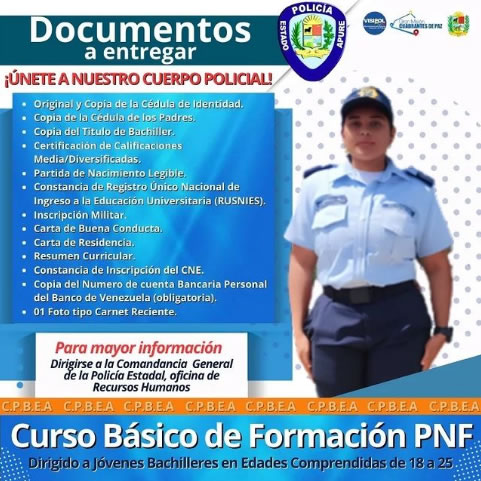 Cómo ser parte de la Policía del Estado Apure