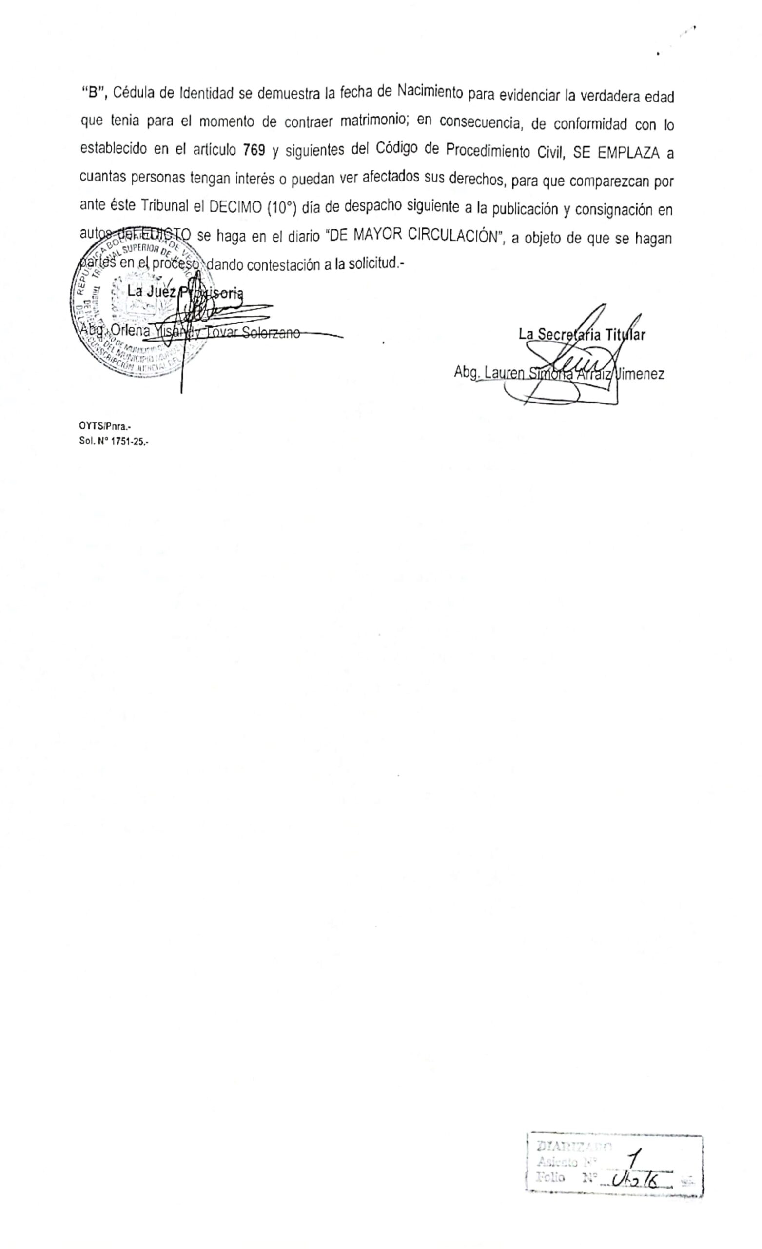 EDICTO, RECTIFICACIÓN DE LA PARTIDA DE NACIMIENTO DE LUIS ALBERTO BOGGIO TREJO (DIFUNTO)