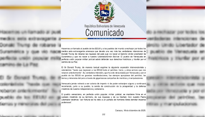 Venezuela Rechaza Enérgicamente y Denunciará ante la ONU Amenaza "Grotesca" del Presidente de EE.UU. Donald Trump