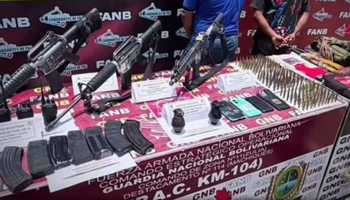 Fanb intervino finca en Zulia, incautó fusiles AR-15, granadas y municiones, y capturó a dos sujetos
