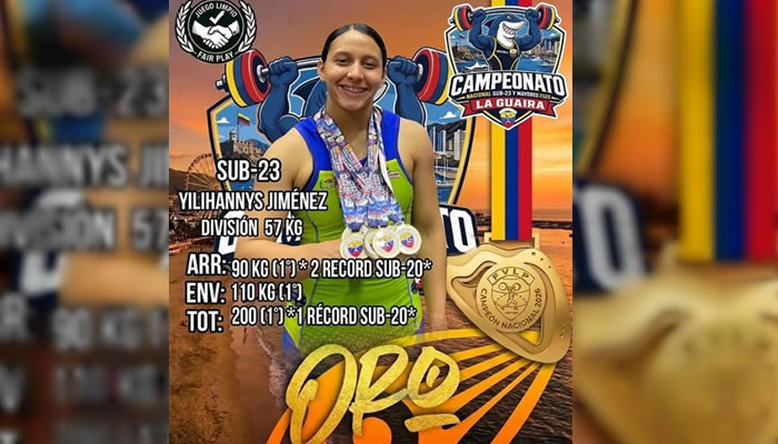 Apureña Yilihannys Jiménez Conquista 3 Medallas De Oro Y Rompe Dos Récords En Campeonato Nacional