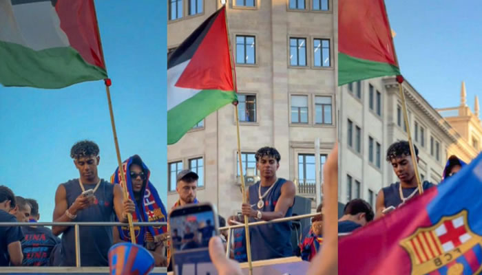 Lamine Yamal ondeó una bandera palestina