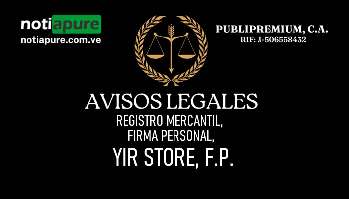 REGISTRO MERCANTIL, FIRMA PERSONAL, YIR STORE, F.P.