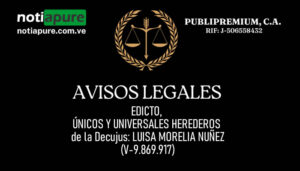 EDICTO, ÚNICOS Y UNIVERSALES HEREDEROS de la Decujus: LUISA MORELIA NUÑEZ (V-9.869.917)